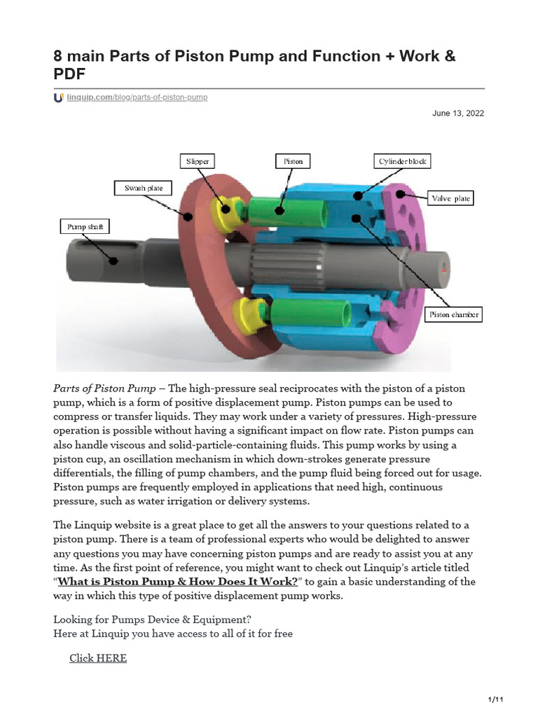Components of a Piston Pump Explained | PDF | Pump | Piston