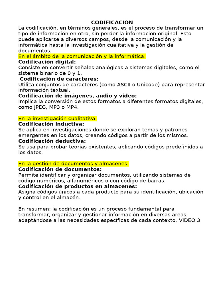 Tipos de Codificación y Sus Usos | PDF