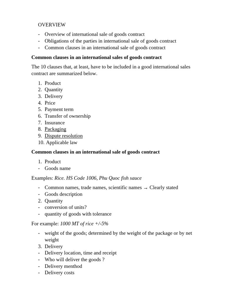 Key Clauses in International Sales Contracts | PDF | Letter Of Credit ...