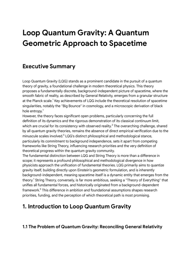 Loop Quantum Gravity: A Geometric Overview | PDF | Quantum Gravity ...