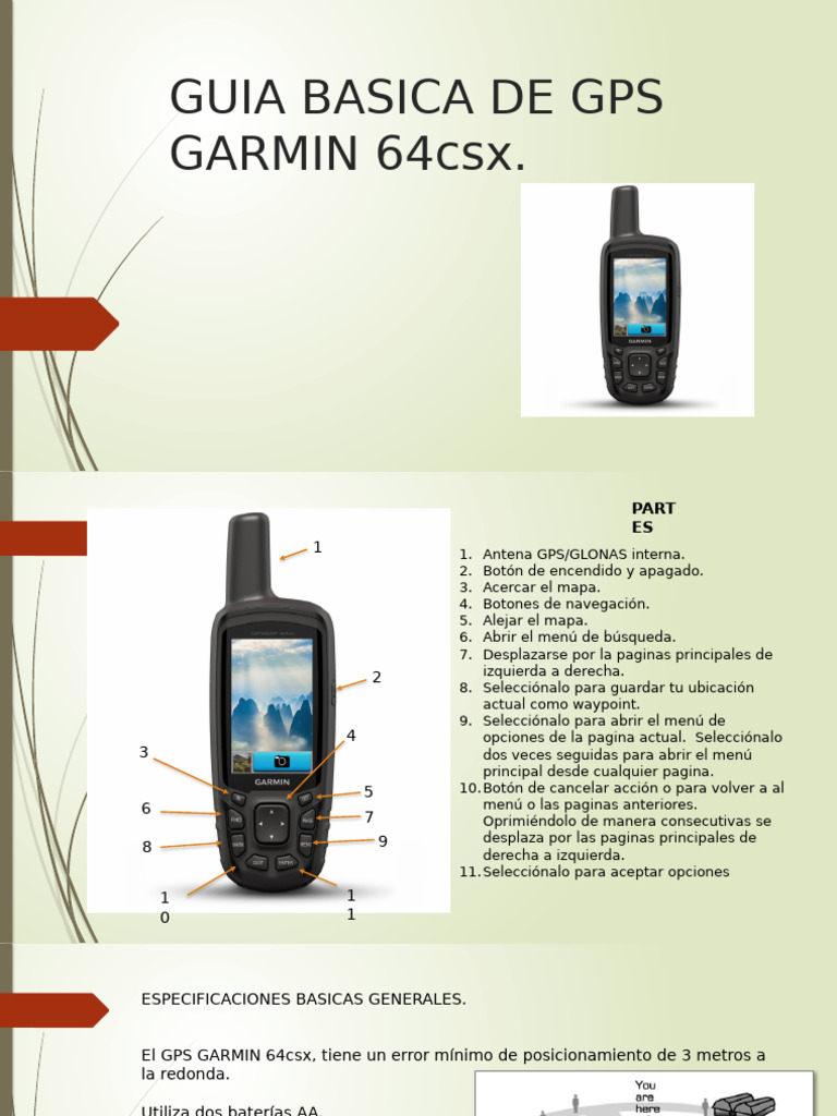 Guía Básica GPS Garmin 64csx | PDF | Sistema de Posicionamiento Global ...