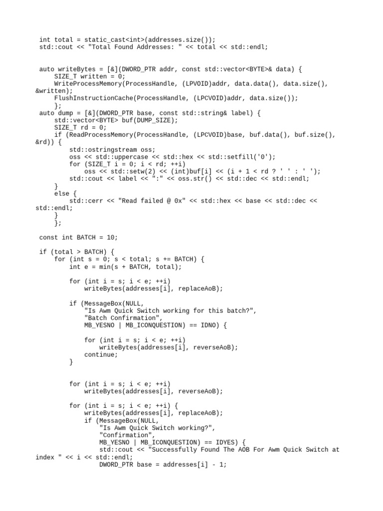 Awm Quick Switch Memory Management | PDF | C++ | Computer Programming