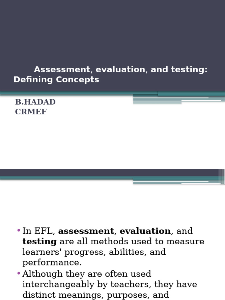 EFL Assessment, Evaluation, and Testing Guide | PDF | Educational ...