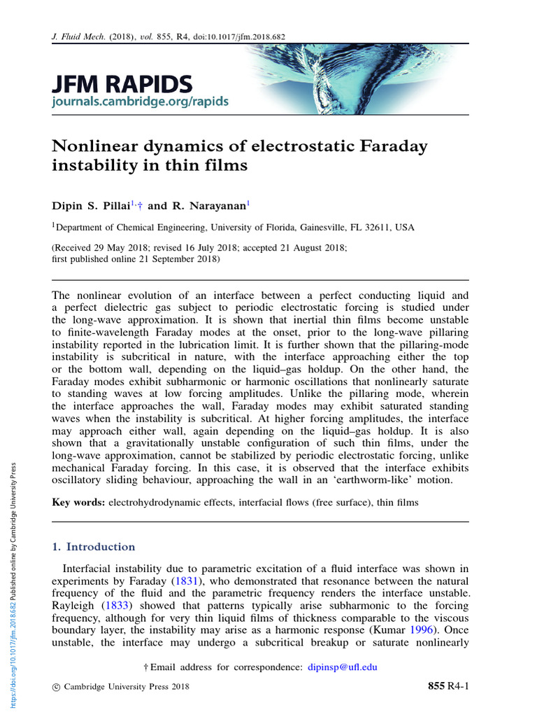 Electrostatic Faraday Instability in Thin Films | PDF | Resonance ...