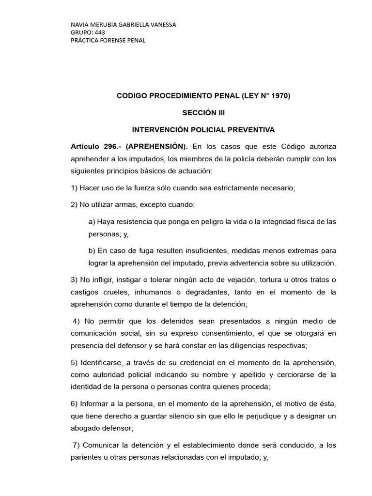 Codigo Procedimiento Penal Art 296 | PDF
