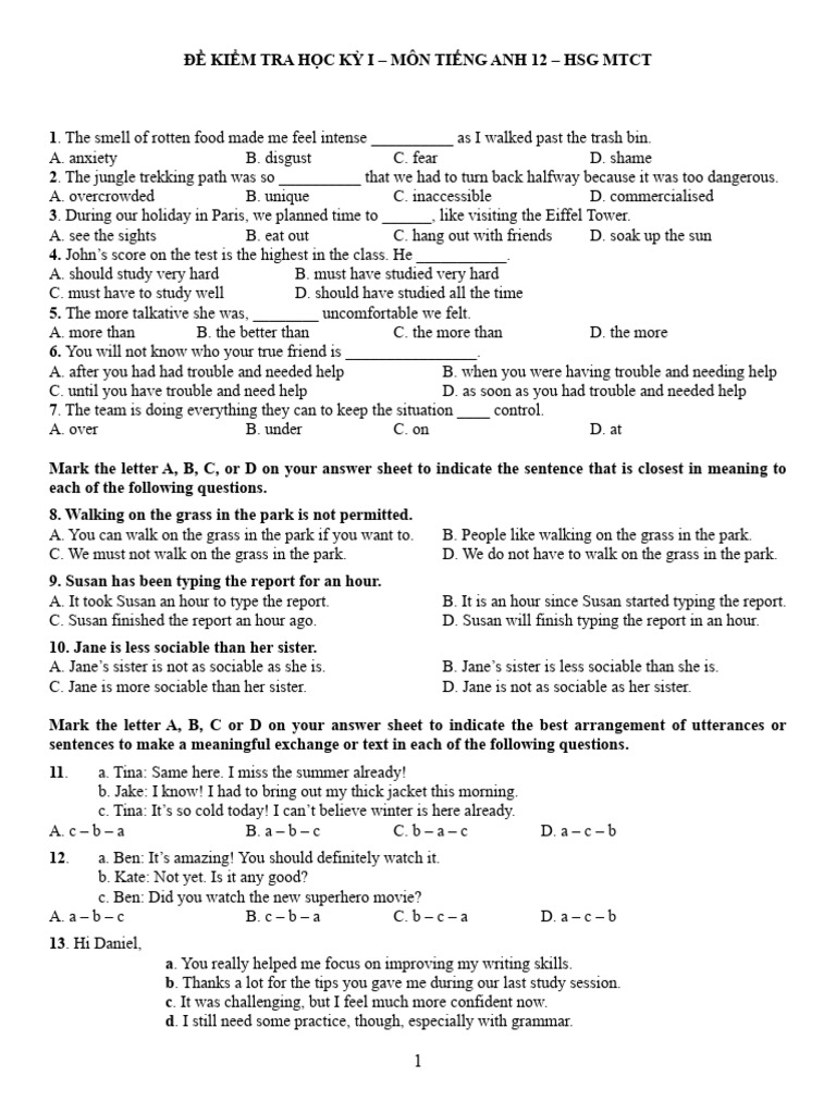English Test Paper for Grade 12 HSG | PDF | Healthy Diet | Determinants ...
