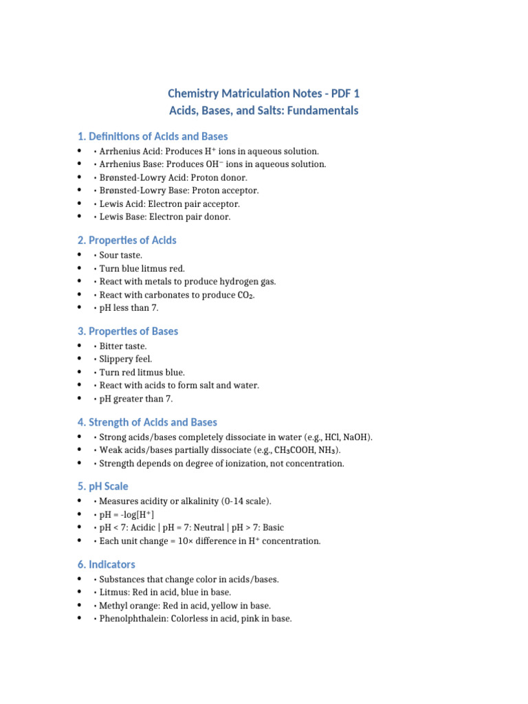 Acids Bases Salts PDF1 Fundamentals | PDF