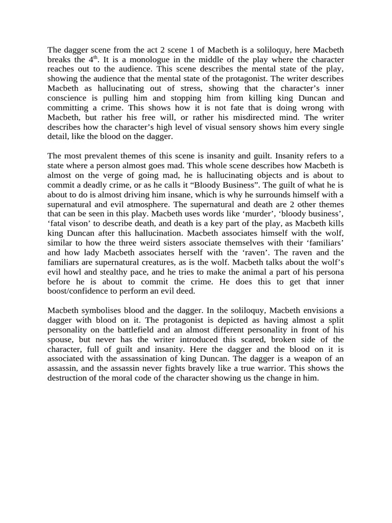 Macbeth's Dagger Soliloquy Analysis | PDF | Macbeth