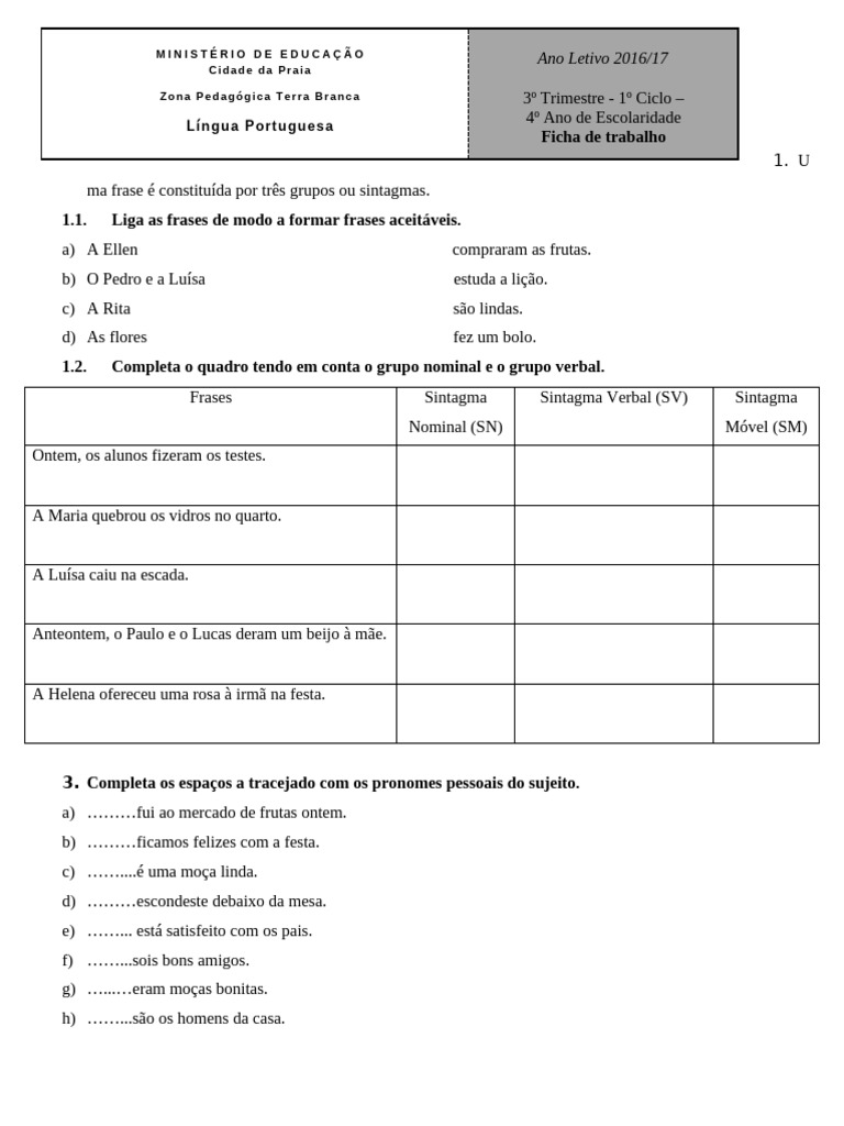 Análise Sintática e Morfológica em Português | PDF | Mecânica da ...