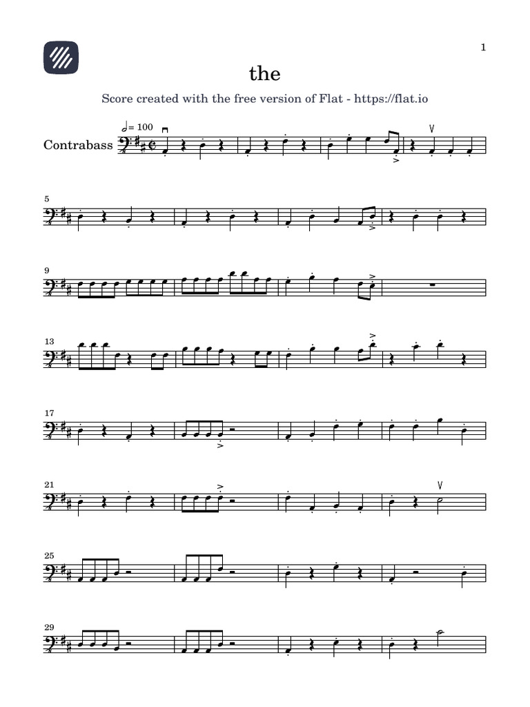 Contrabass: Score Created With The Free Version of Flat - Https://flat ...