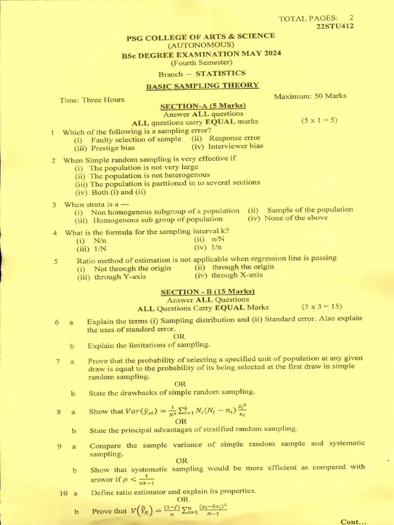 Basic Sampling Theory May 2024 | PDF