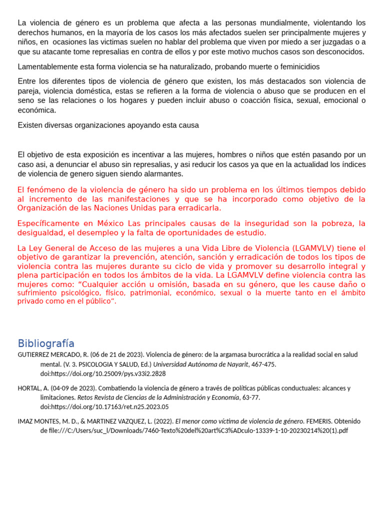 Violencia de Género: Causas y Soluciones | PDF | La violencia contra ...