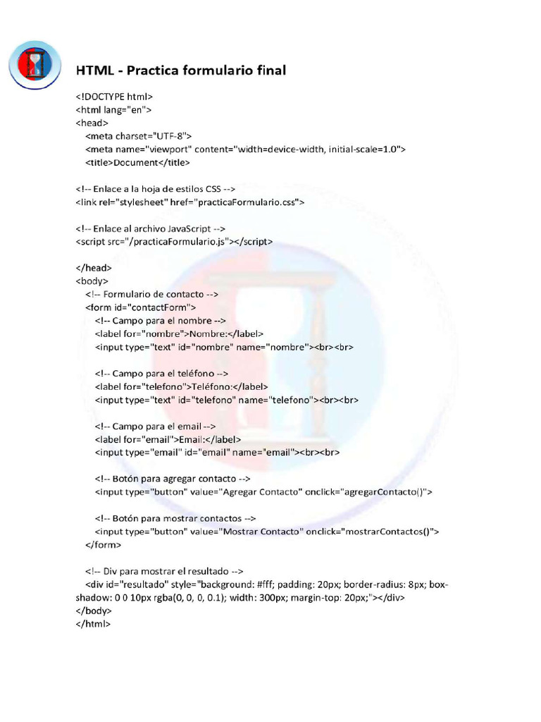 HTML - Practica Formulario Final | PDF