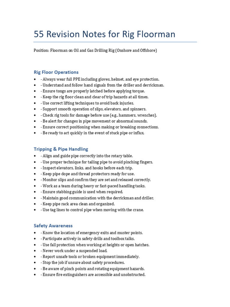 Rig Floorman Safety and Operations Guide | PDF | Pipe (Fluid Conveyance)