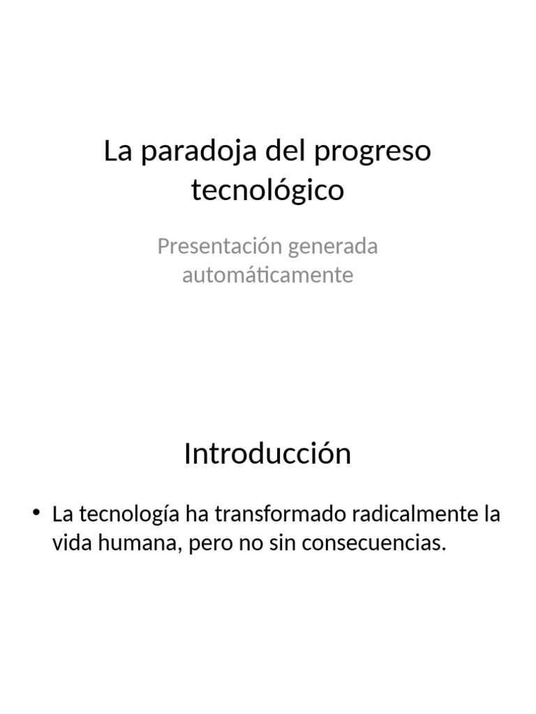 Paradoja Tecnologica | PDF
