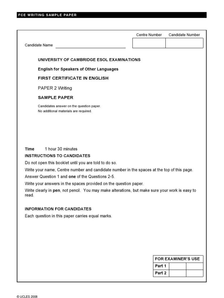 FCE Samplepaper | PDF