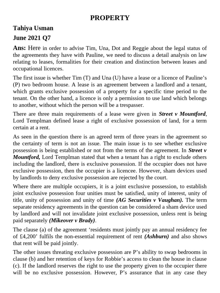 Property Assignment Tahiya Usman | PDF | Lease | Landlord