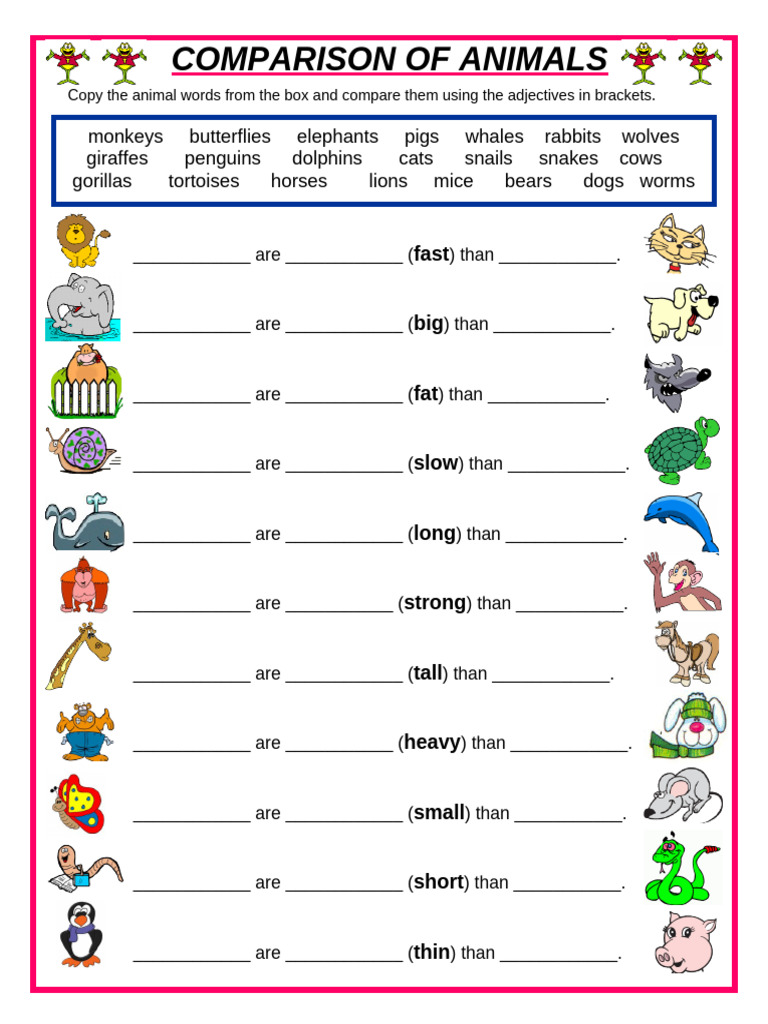 Animal Comparison Exercises | PDF
