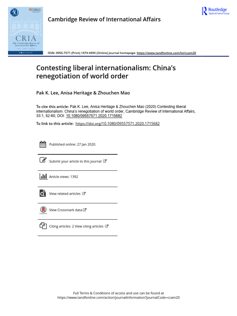 China's Challenge to Liberal Order | PDF | China | World Politics