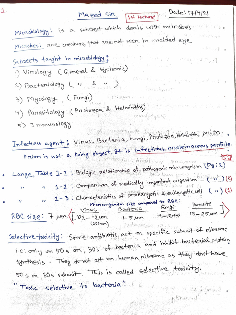 Mazed Sir Notes (Microbiology) | PDF