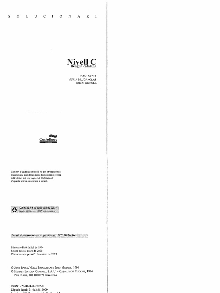 Solucionari Nivell C Llengua Catalana | PDF