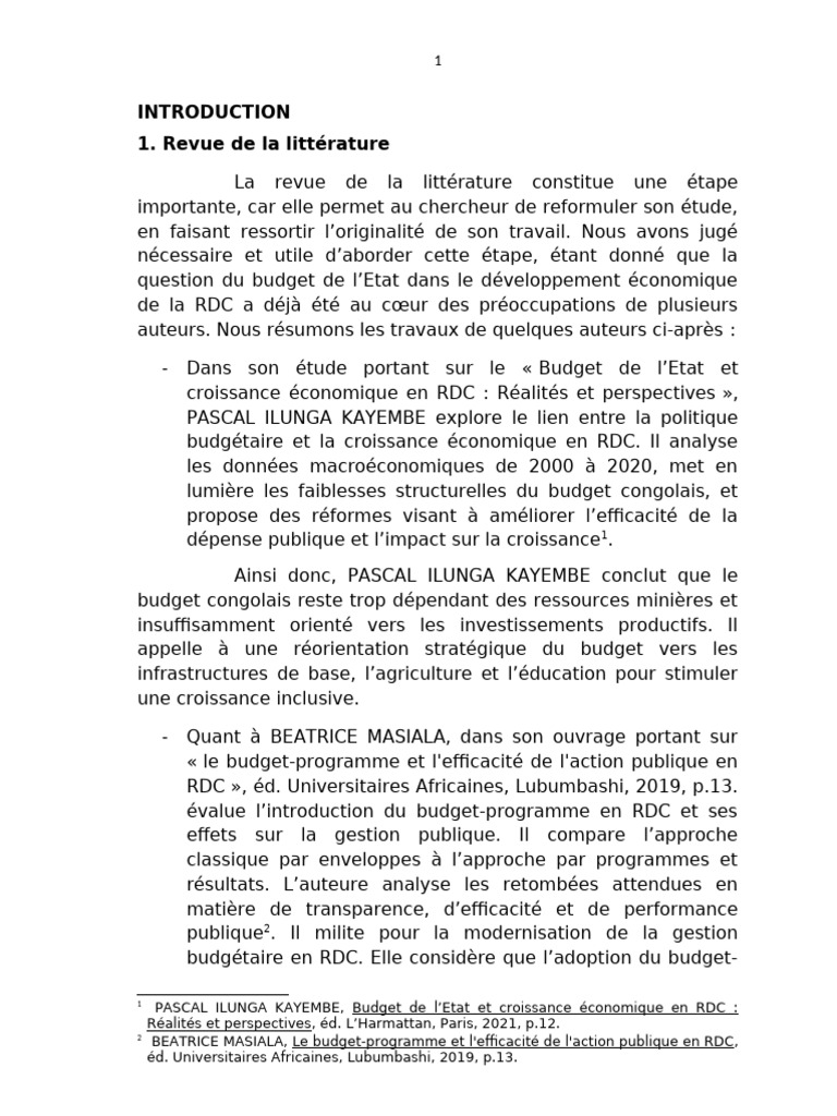 Impact du budget sur l'économie de la RDC | PDF | Croissance économique ...