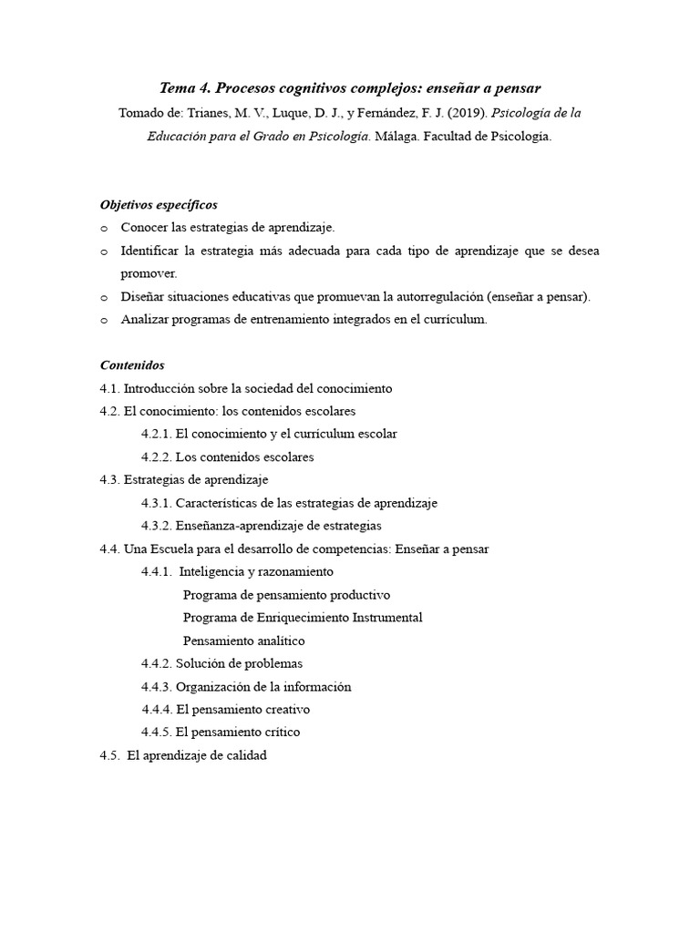 Estrategias para Enseñar a Pensar | PDF | Aprendizaje | Metacognición