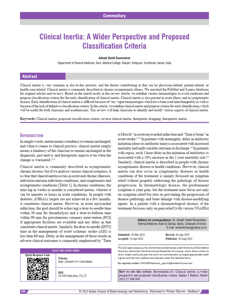 Clinical Inertia | PDF | Medical Diagnosis | Preventive Healthcare