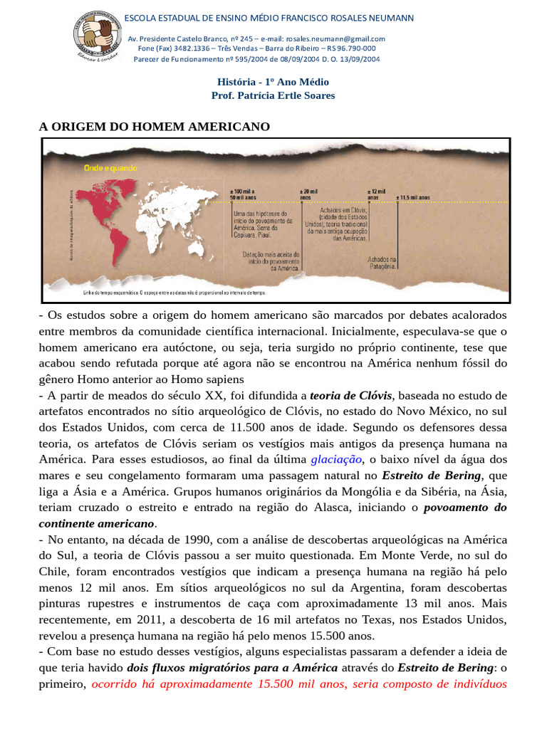 Origem do Homem Americano: Teorias e Descobertas | PDF