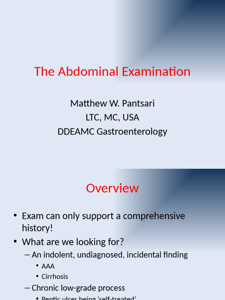 Abdominal Examination Techniques | PDF | Peritoneum | Digestive Diseases