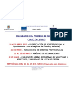 Calendario Proceso de Matricula