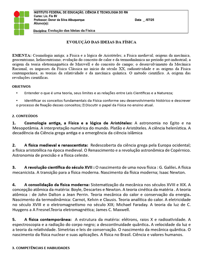 Evoluçoes Das Ideias Da Física. | PDF | Física | Science