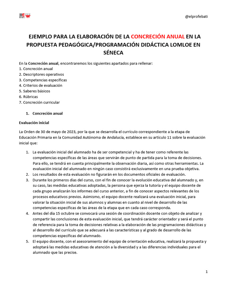 Concreción Anual LOMLOE en Educación Primaria | PDF | Plan de estudios ...