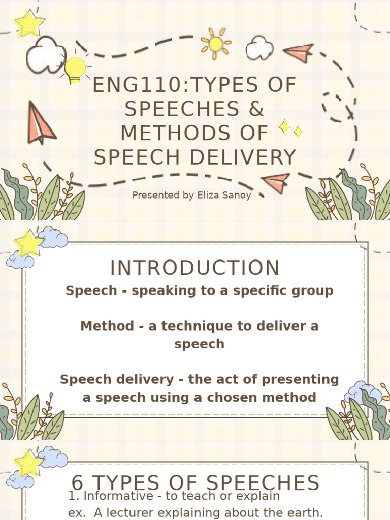 Speech Types and Delivery Methods | PDF