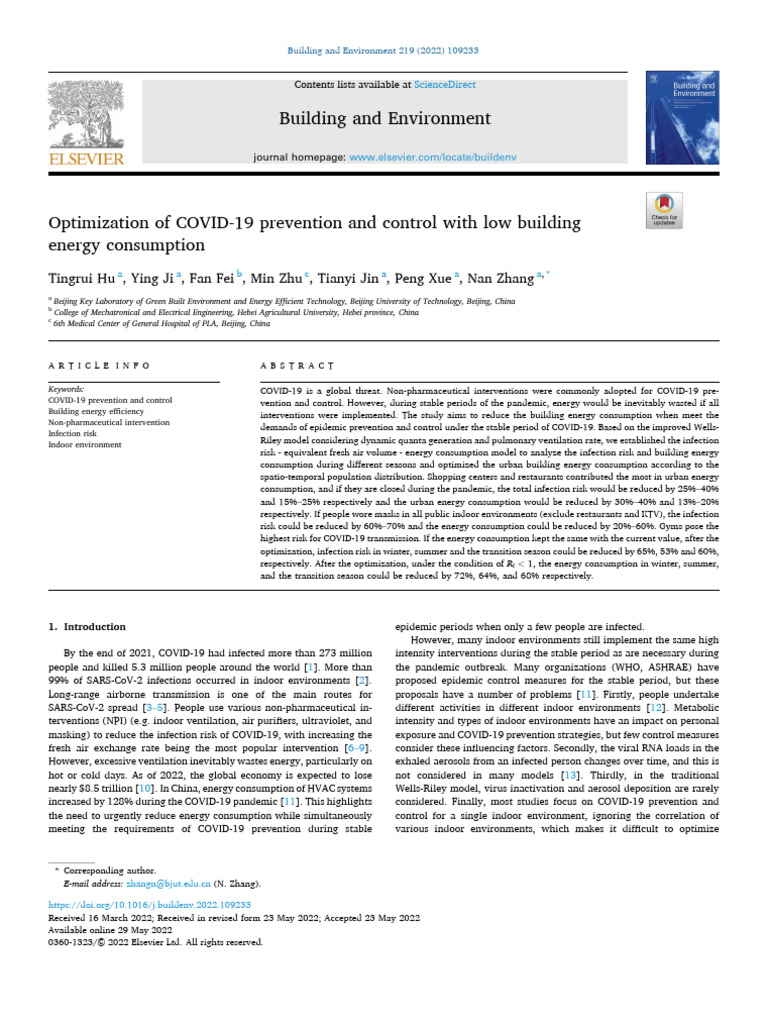 COVID-19 Control with Energy Efficiency | PDF | Tuberculosis | Pandemic