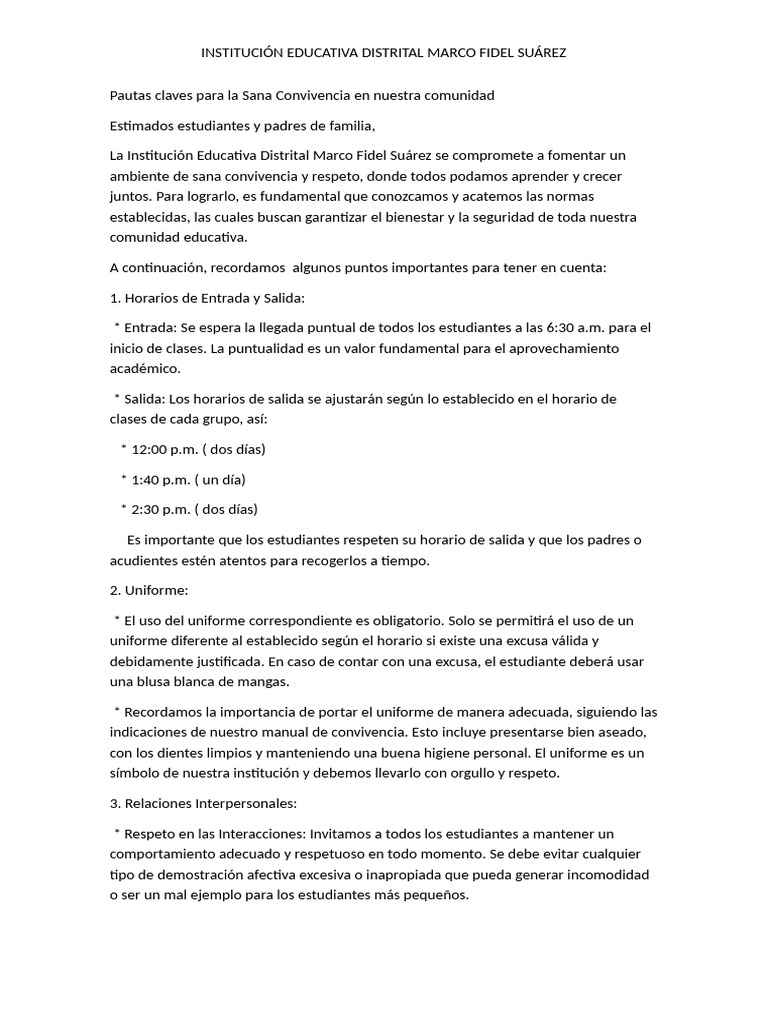 Pautas Convivenciales para Padres | PDF