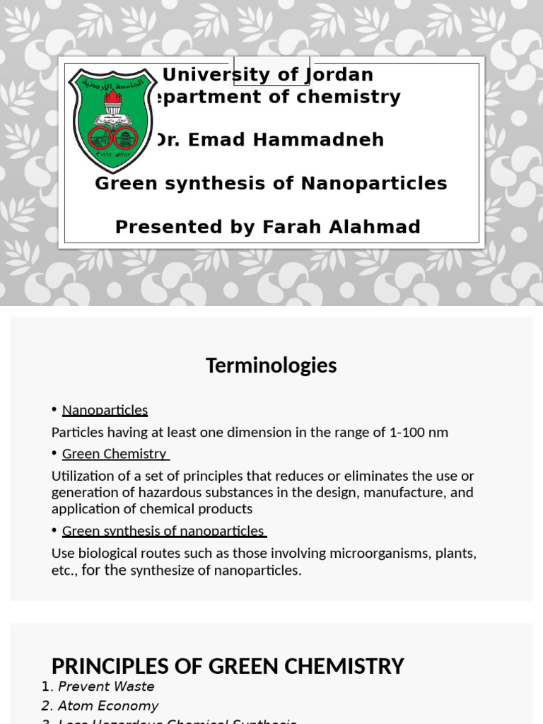 Green Synthesis of Nanoparticles Explained | PDF | Nanoparticle ...