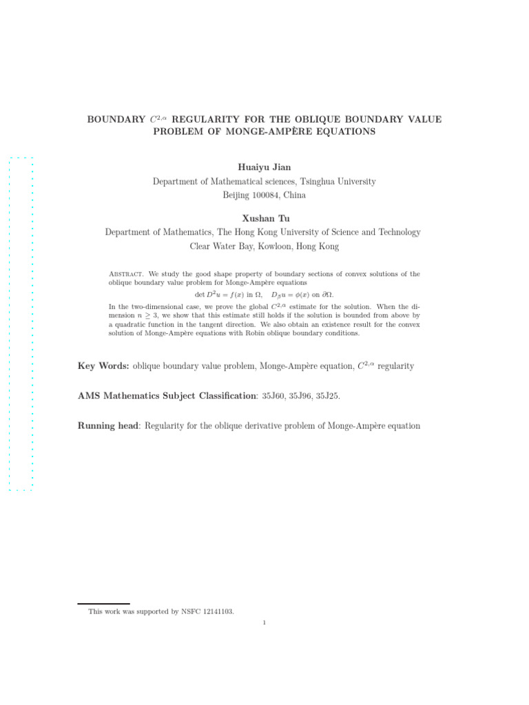 Boundary Regularity For The Oblique Boundary Value Problem of Monge-Amp ...