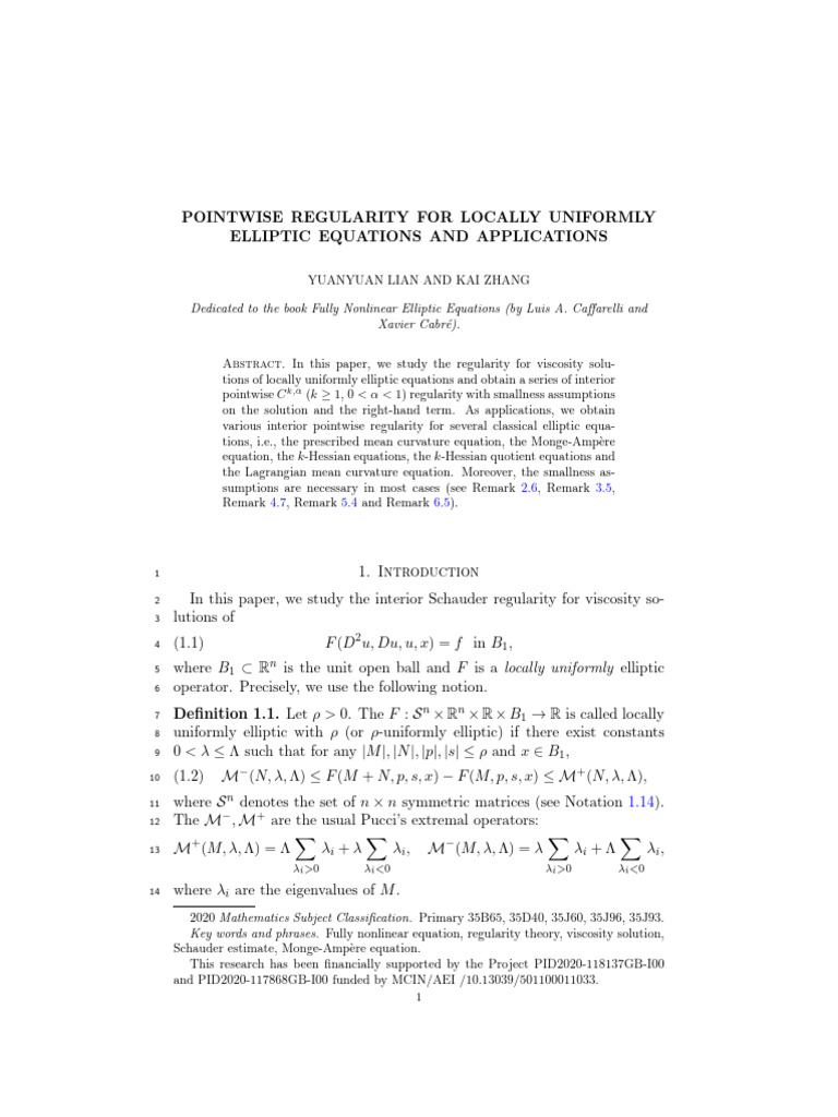 Pointwise Regularity For Locally Uniformly Elliptic Equations and ...