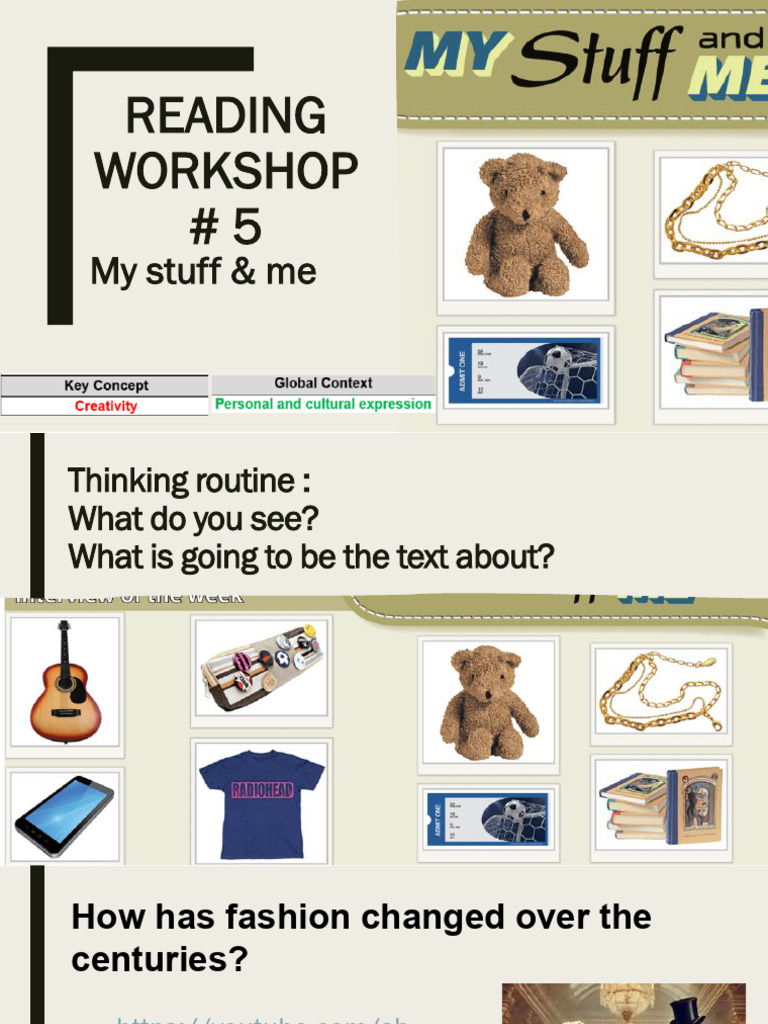 Reading Workshop # 5 - My Stuff & Me | PDF