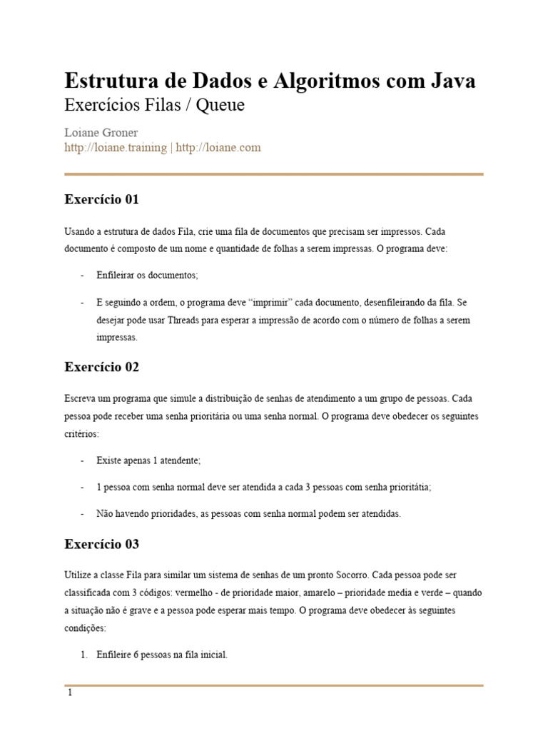 Exercícios de Fila em Java | PDF