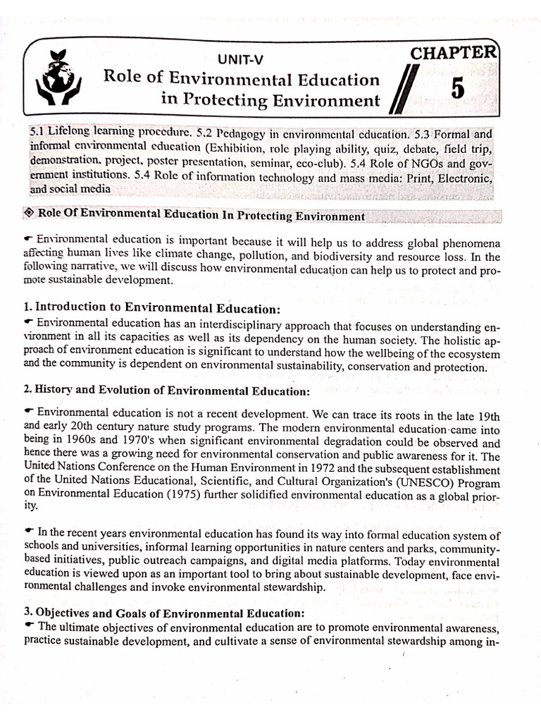 Role of Environmental Education in Protecting Environment | PDF