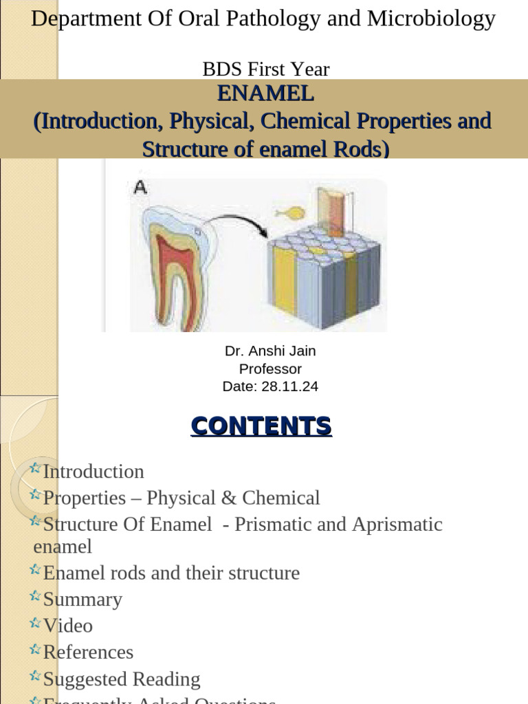 Enamel: Properties and Structure Overview | PDF | Tooth Enamel | Tooth