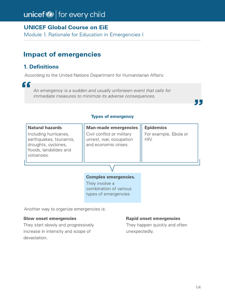 Education in Emergencies Overview | PDF | Hazards | Risk