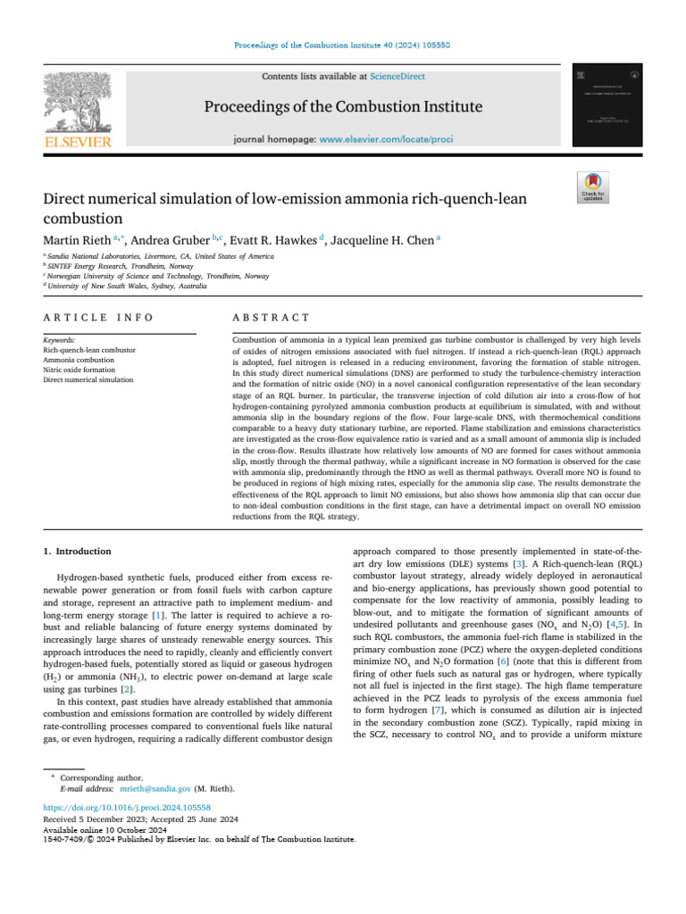 Ammonia RQL Combustion Emissions Study | PDF | Combustion | Ammonia