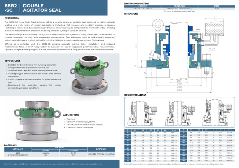 Glass Lined Reactor Seal 88B2-SC | PDF | Vacuum | Physical Sciences