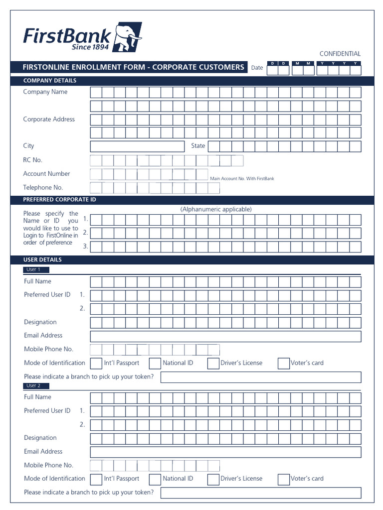Corporate FirstOnline Application Form | PDF | Identity Document ...