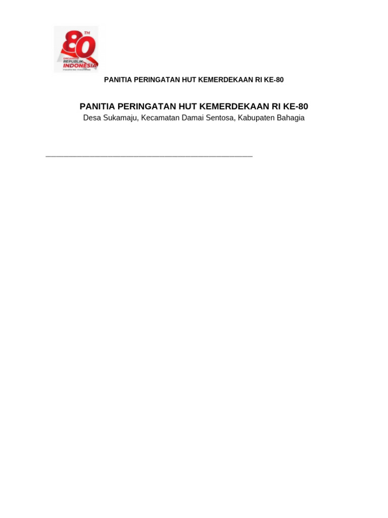 Kop Surat Panitia HUT RI Ke-80 | PDF