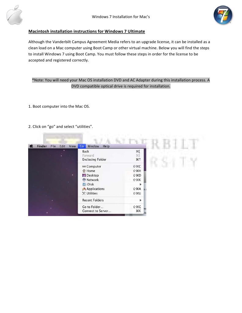 Install Windows 7 on Mac Using Boot Camp | PDF | Installation (Computer ...