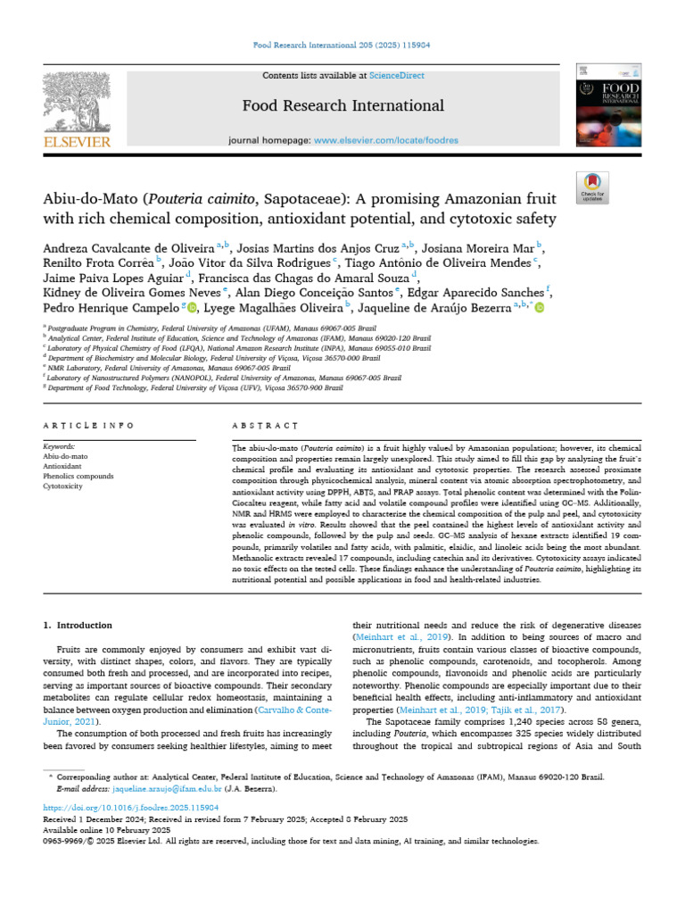Amazonian Abiu-do-Mato: Antioxidant Benefits | PDF | Polyphenol ...